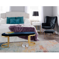 Lumisource C2-IZZY AUVBK Izzy Contemporary Lounge Chair and Ottoman Set in Gold Metal and Black Velvet Fabric